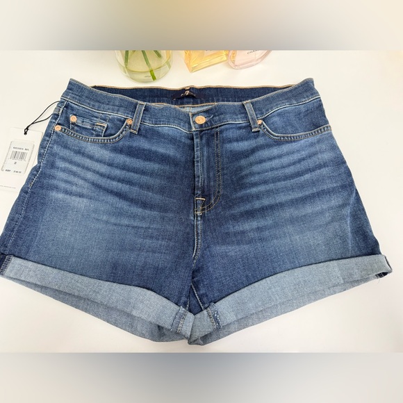 7 For All Mankind Mid Roll Denim Shorts - Picture 2 of 9